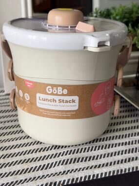 GoBe Kids On-the-Go Lunch Stack Milk Tea Snack Spinner NWT 50oz